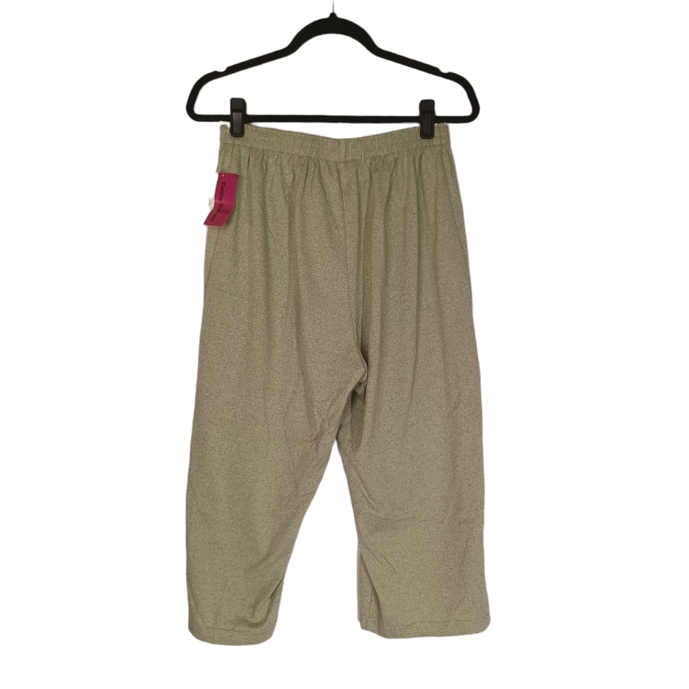 CATHY DANIELS Green Pull On Capri Elastic Waist Pants Large NWT